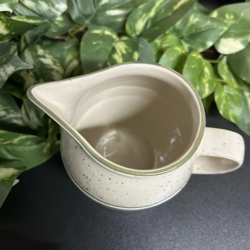 Cabela’s‎ Folkcraft Stoneware Creamer  Striped Speckled Pattern Country Cabin